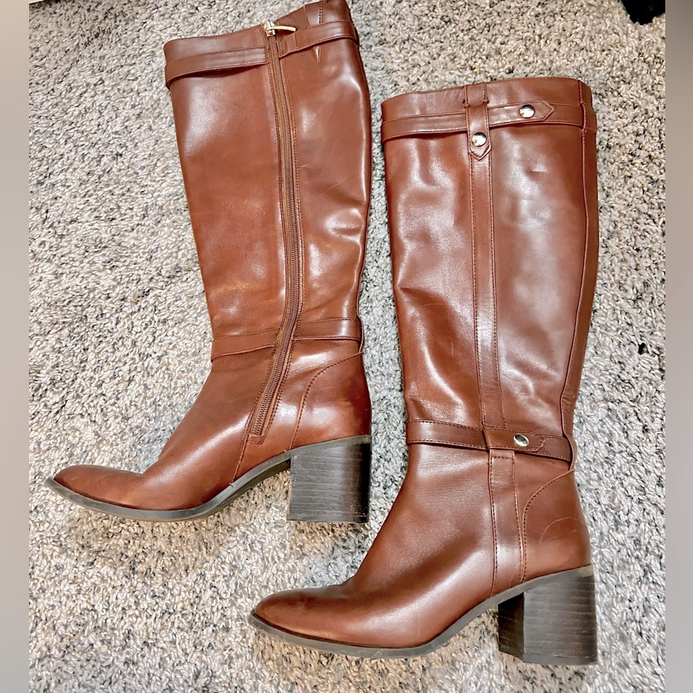 Essex Lane Cognac Brown Real Leather Heeled Boot - Size 6 - Great condition